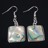 Abalone Shell Earring, Brass, with Abalone Shell, Square, platinum color plated, approx Approx 1.8 Inch 