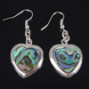 Abalone Shell Earring, Brass, with Abalone Shell, Heart, platinum color plated, approx 47mm Approx 1.8 Inch 