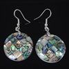 Abalone Shell Earring, Brass, with Abalone Shell, Flat Round, platinum color plated, mosaic, approx Approx 1.9 Inch 