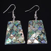 Abalone Shell Earring, Brass, with Abalone Shell, Trapezium, platinum color plated, mosaic, approx 47mm Approx 1.8 Inch 