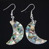 Abalone Shell Earring, brass earring hook, Moon, mosaic Approx 2 Inch 