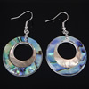 Abalone Shell Earring, Brass, with Abalone Shell, Donut, platinum color plated, approx Approx 2.1 Inch 