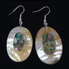 Abalone Shell Earring, Brass, with Yellow Shell & Abalone Shell, Flat Oval, platinum color plated, approx 58mm Approx 2.3 Inch 