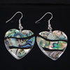 Abalone Shell Earring, Brass, with Abalone Shell, Heart, platinum color plated, approx 52mm Approx 2 Inch 