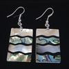 Abalone Shell Earring, Brass, with Black Shell & Pink Shell & Abalone Shell, Rectangle, platinum color plated, approx 54mm Approx 2.1 Inch 