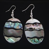Abalone Shell Earring, Brass, with Black Shell & Pink Shell & Abalone Shell, Flat Oval, platinum color plated, approx 59mm Approx 2.3 Inch 