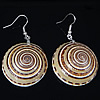 Freshwater Shell Earring, Brass, with Trumpet Shell, Flat Round, platinum color plated, approx Approx 2.1 Inch 