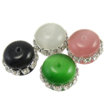 Cats Eye Beads, Rondelle, with rhinestone Approx 1.5mm 