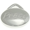 Sterling Silver Message Pendant, 925 Sterling Silver, Oval, word peace, plated, with letter pattern Approx 1mm 