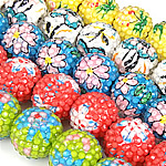 Harz Strass Perlen, rund, gemischte Farben, 22x20mm, Bohrung:ca. 5mm, verkauft von PC