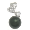 Colgantes de plata esterlina de perlas cultivadas, plata de ley 925, con perla, Esférico, chapado, con circonia cúbica, más colores para la opción, 10x27.5x10mm, agujero:aproximado 2x4mm, Vendido por UD