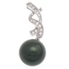 Colgantes de plata esterlina de perlas cultivadas, plata de ley 925, con perla, Esférico, con circonia cúbica, 10x32x10mm, agujero:aproximado 1.5x4mm, Vendido por UD