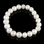 perle d'eau douce cultivée bracelet, avec Strass perle de Pave d'argile, plus de couleurs à choisir, 8mm, 8-10mm pouce, Vendu par brin