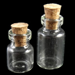 Glass Bead Container, with wood stopper, Bottle, clear 