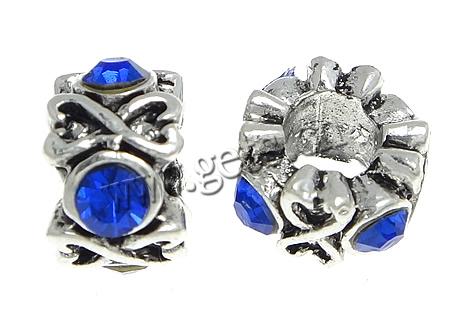 Rhinestone Zinc Alloy European Beads, Drum, plated, without troll & with rhinestone, more colors for choice, cadmium free, 7x11mm, Hole:Approx 5.2mm, Sold By PC