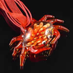 Lampwork Jewelry Necklace, with Ribbon, Crab, inner flower Inch 