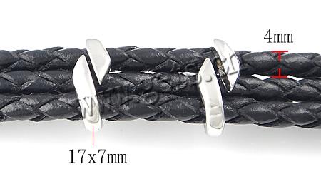 Bracelets de cuir de vachette, cuir de peau de vache, avec Acier inoxydable 316, longueur différente pour le choix & 3 brins, plus de couleurs à choisir, 4mm, 17x7mm, Vendu par brin