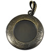 Iron Locket Pendants, Flat Round, antique bronze color plated, with photo locket & with flower pattern Approx 4mm 