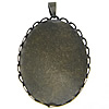 Brass Pendant Cabochon Setting, Flat Oval, plated Approx Inner Approx 