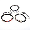 Zinc Alloy Woven Ball Bracelets, with Wax Cord & Hematite, handmade, with A grade rhinestone 8mm Approx 6-11 Inch 