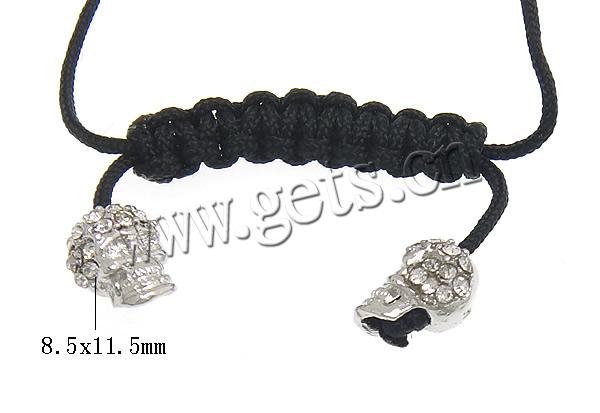 Zinc Alloy Woven Ball Bracelets, with Wax Cord & Hematite, handmade, with A grade rhinestone, more colors for choice, 16x17x9mm, 8.5x15x8.5mm, 8.5x11.5x8.5mm, 9x9x7mm, 12mm, Length:Approx 7-12 Inch, Sold By Strand