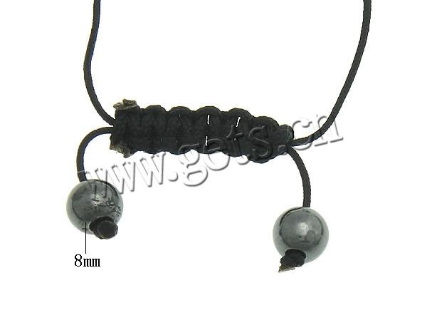 Bracelets de Woven Ball En alliage de zinc, avec Cordon de cire & Hématite, croix, fait à la main, avec les strass de catégorie A, plus de couleurs à choisir, 25x32x5.5mm, 10mm, 8mm, Longueur:Environ 6-11 pouce, Vendu par brin