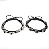 Zinc Alloy Woven Ball Bracelets, with Wax Cord & Hematite, handmade, with A grade rhinestone 8mm Approx 7-12 Inch 