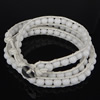 Wrap Bracelets, Cowhide, with Dyed Marble, zinc alloy clasp, platinum color plated , white, 6mm Approx 20.5-23 Inch 