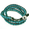 Wrap Bracelets, Cowhide, with turquoise, zinc alloy clasp, platinum color plated , 6mm Approx 21-23 Inch 