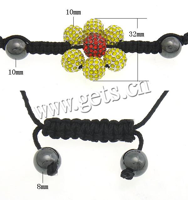 Zinklegierung Woven Ball Armbänder, mit Wachsschnur & Hämatit, handgemacht, keine, 32mm, 10mm, 8mm, Länge:ca. 6-10 ZollInch, verkauft von Strang