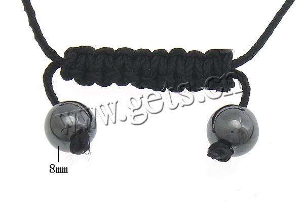 Zinklegierung Woven Ball Armbänder, mit Wachsschnur & Hämatit, handgemacht, keine, 18x18.5x8mm, 8mm, 10mm, Länge:ca. 6-9 ZollInch, verkauft von Strang