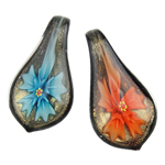Pendentifs Murano fleur intérieur, chalumeau, feuille, poudre d'or & fleur intérieure, plus de couleurs à choisir Environ 8mm, Vendu par PC