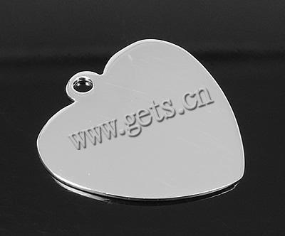 Sterling Silver Tag, 925 Sterling Silver, Heart, plated, more colors for choice, 20x20x0.6mm, Hole:Approx 2mm, Sold By PC