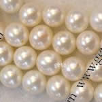 Half Drilled Cultured Freshwater Pearl Beads, Round, natural, half-drilled, white, 7.5-8MM Approx 0.8mm 