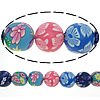 Round Polymer Clay Beads, with flower pattern, mixed colors, 20-22mm Approx 1.5mm Approx 15.5 Inch, Approx 