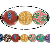 Round Polymer Clay Beads, with flower pattern, mixed colors Approx 1.5-2.5mm Approx 15 Inch 
