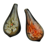 Pendentifs Murano fleur intérieur, chalumeau, feuille, poudre d'or & fleur intérieure, plus de couleurs à choisir Environ 8mm, Vendu par PC