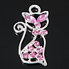 Zinc Alloy Animal Pendants, Cat, plated, with rhinestone Approx 3mm 