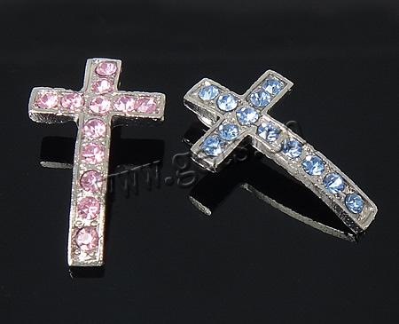 Zinc Alloy Cross Pendants, plated, Customized & with rhinestone, more colors for choice, 17x29x2mm, Hole:Approx 2x3.5mm, Sold By PC