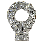 Zinc Alloy Magnetic Clasp, platinum color, with rhinestone on magnetic clasp setting, nickel, lead & cadmium free, 16x21x8mm, Hole:Approx 3MM, Sold by PC