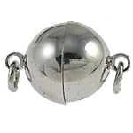 Brass Magnetic Clasp, single-strand, ball shape, silver color, 12x18mm, Hole:Approx 2MM, Sold by PC