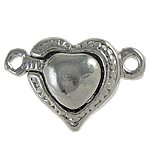 Brass Magnetic Clasp, heart, single-strand, platinum color Approx 2MM 