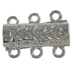 Zinc Alloy Magnetic Clasp, 3-strand, platinum color, nickel, lead & cadmium free, 14x19x6mm, Hole:Approx 2.5MM, Sold by PC