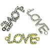 Rhinestone Zinc Alloy Connector, Letter, word love, plated, Customized & with rhinestone & 1/1 loop Approx 2mm 
