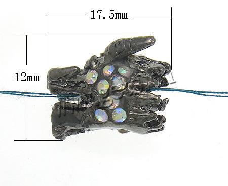 Zinklegierung Tier Perlen, Drachen, plattiert, Kundenindividuell & mit Strass, keine, 17.5x12x10mm, Bohrung:ca. 2mm, verkauft von PC