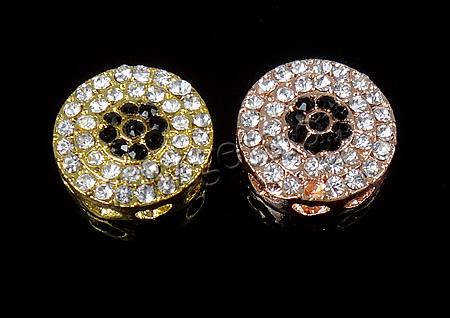 Rhinestone Zinc Alloy Connector, Flat Round, plated, Customized & with rhinestone & 1/1 loop, more colors for choice, 16x16x6mm, Hole:Approx 2mm, Sold By PC
