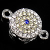 Rhinestone Zinc Alloy Connector, Flat Round, plated, with rhinestone & 1/1 loop Approx 3mm 
