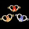 Rhinestone Zinc Alloy Connector, Heart, plated, Customized & with rhinestone & 1/1 loop Approx 2mm 