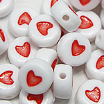 Kunststoff Pony Perlen, Münze, Emaille, weiß, 4x7mm, Bohrung:ca. 1mm, 3600PCs/Tasche, verkauft von Tasche