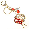 Rhinestone Zinc Alloy Key Chain, with Crystal, iron lobster clasp, Fish, plated, with rhinestone Approx 5.8 Inch 